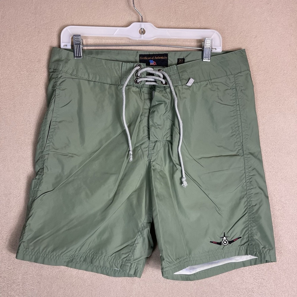 Cockpit USA Board Shorts Mens 33 Air/Sea Rescue Division Sage Green EUC